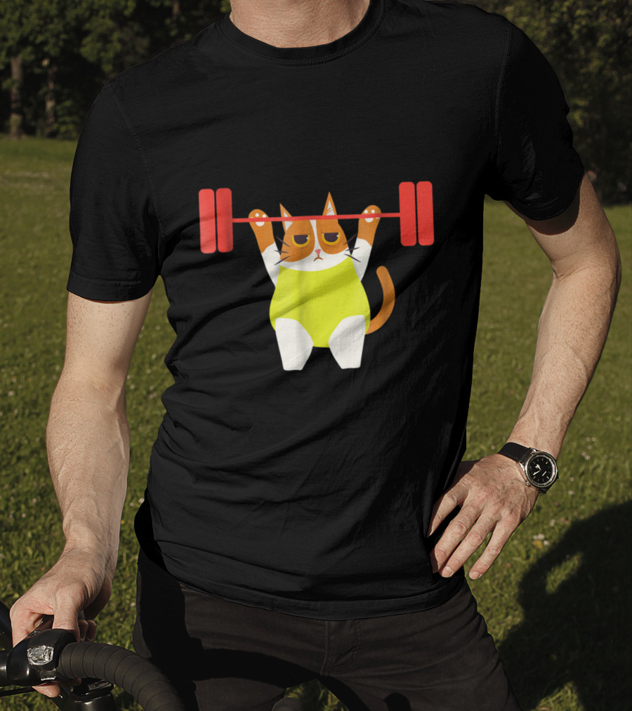 Playful Cat Weight Lifting Gym Humor For Fitness And Cat Lovers T-Shirt