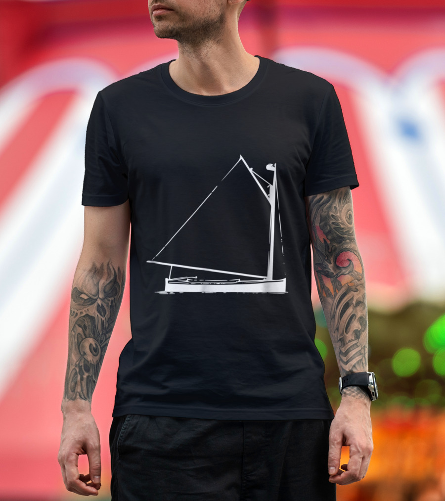 Classic Hand Drawn Cat Boat with Detailed Sailing Elements T-Shirt