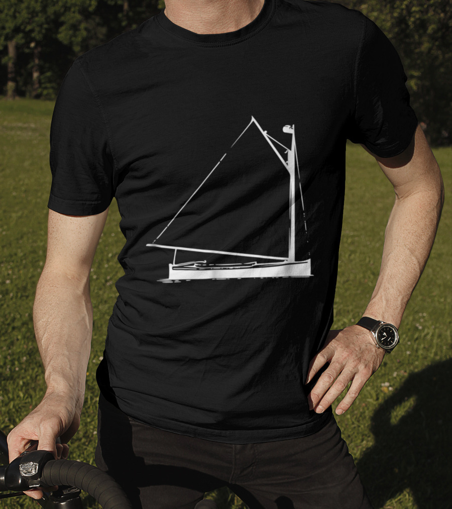 Classic Hand Drawn Cat Boat With Detailed Sailing Elements T-Shirt