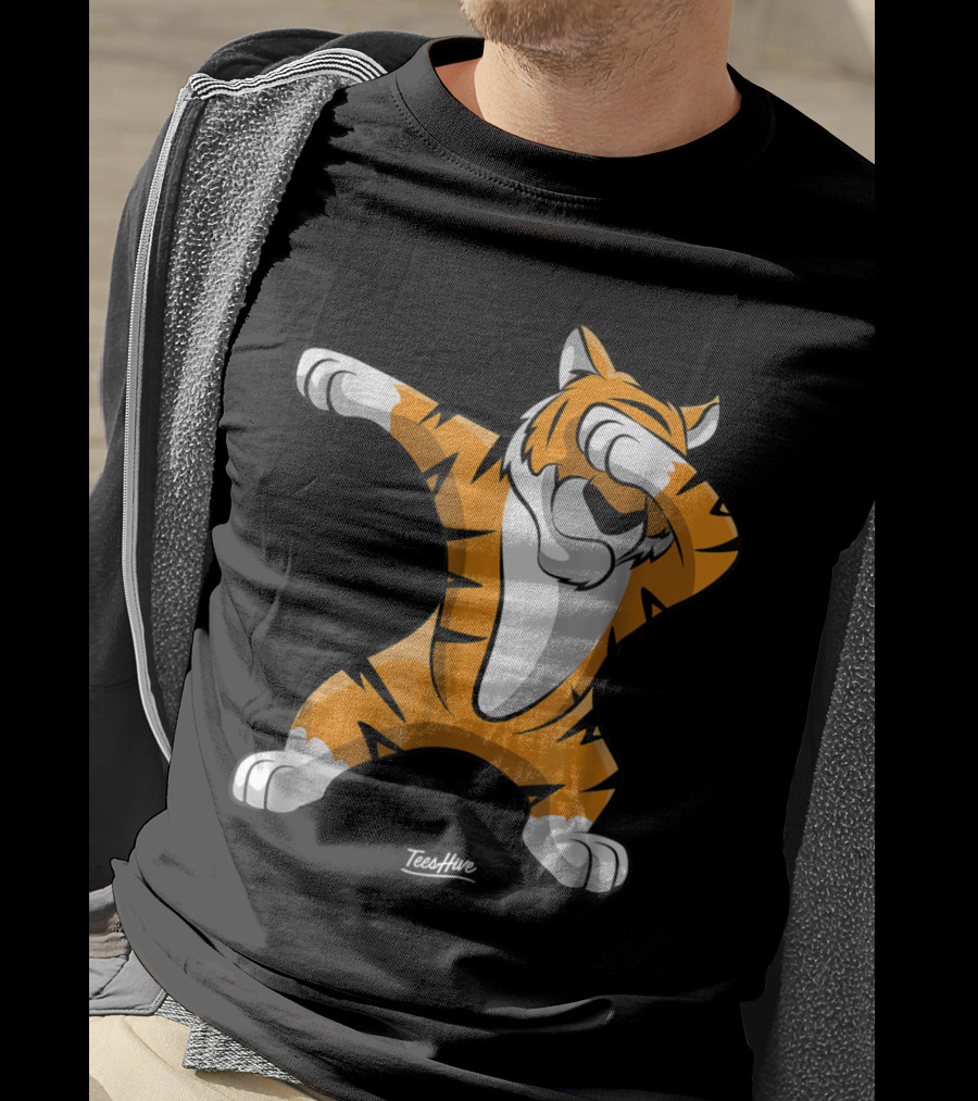 TeesHive Dabbing Tiger Funny Safari Animal Dab Tiger T-Shirt