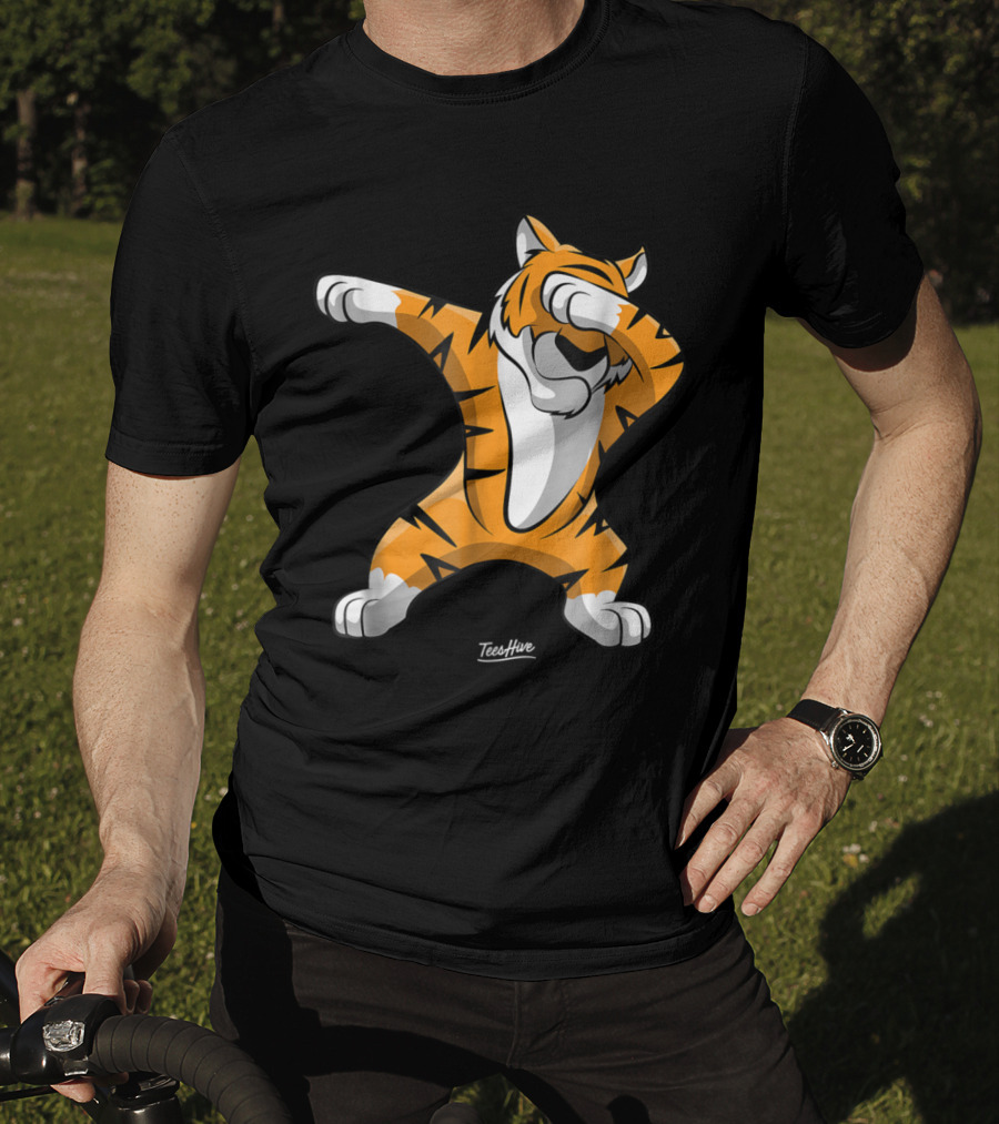 TeesHive Dabbing Tiger Funny Safari Animal Dab Tiger T-Shirt