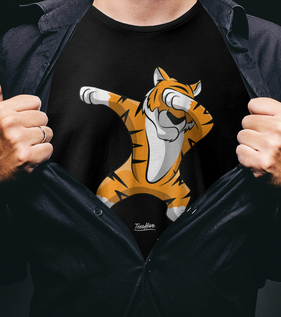 TeesHive Dabbing Tiger Funny Safari Animal Dab Tiger T-Shirt