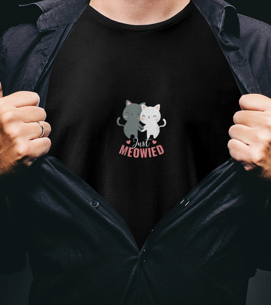 Just Meowied Cute Cat Couple Newlywed Lover T-Shirt