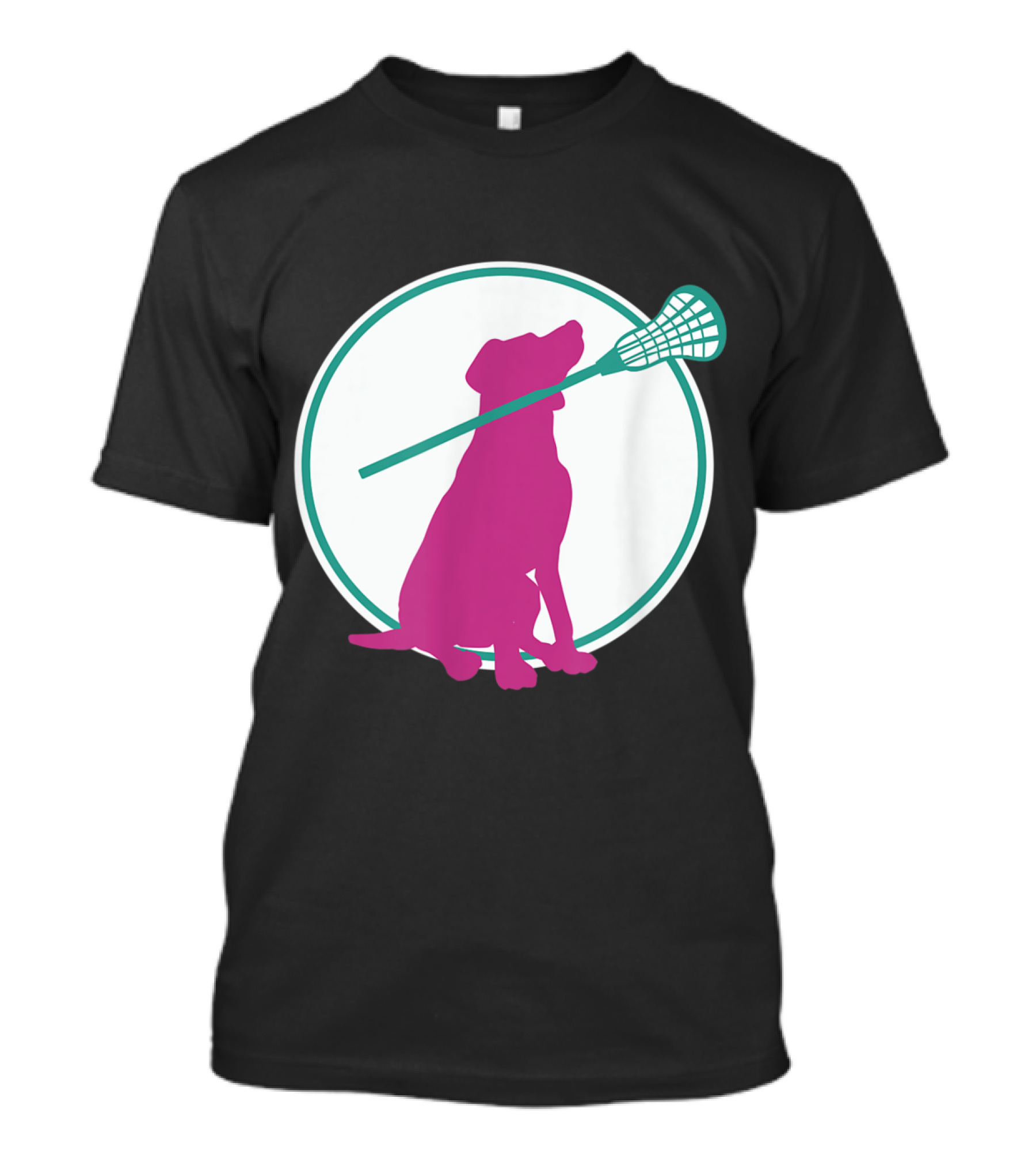 Lacrosse Dog With Girl Stick Girls Lacrosse Tees Circle T-Shirt
