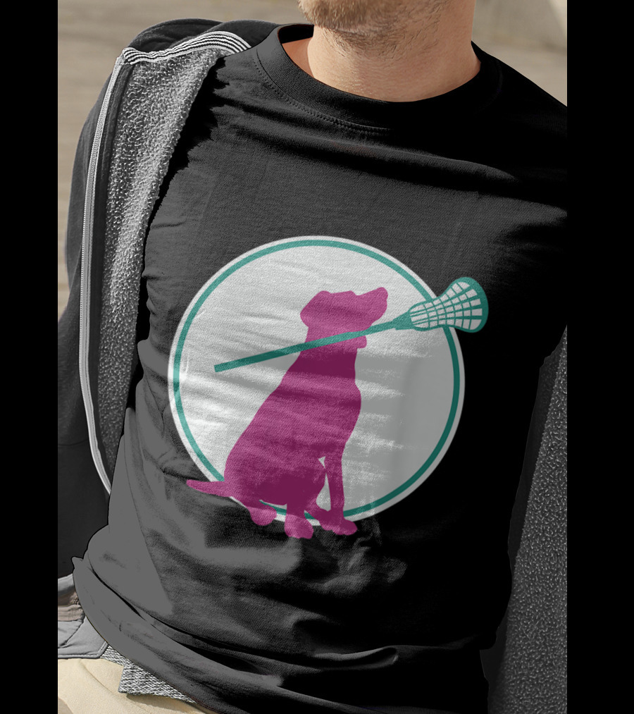 Lacrosse Dog With Girl Stick Girls Lacrosse Tees Circle T-Shirt