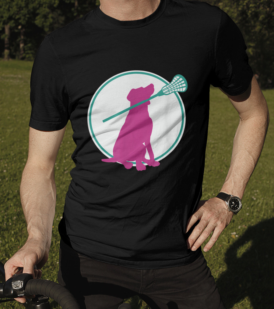 Lacrosse Dog With Girl Stick Girls Lacrosse Tees Circle T-Shirt