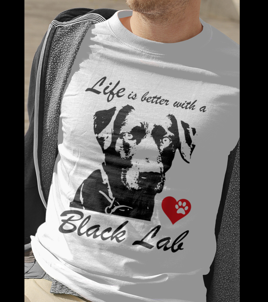Life Is Better With A Black Lab Heart Paw Prints T-Shirt