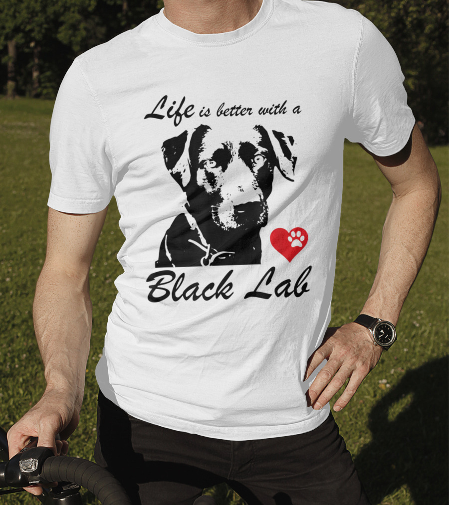 Life Is Better With A Black Lab Heart Paw Prints T-Shirt