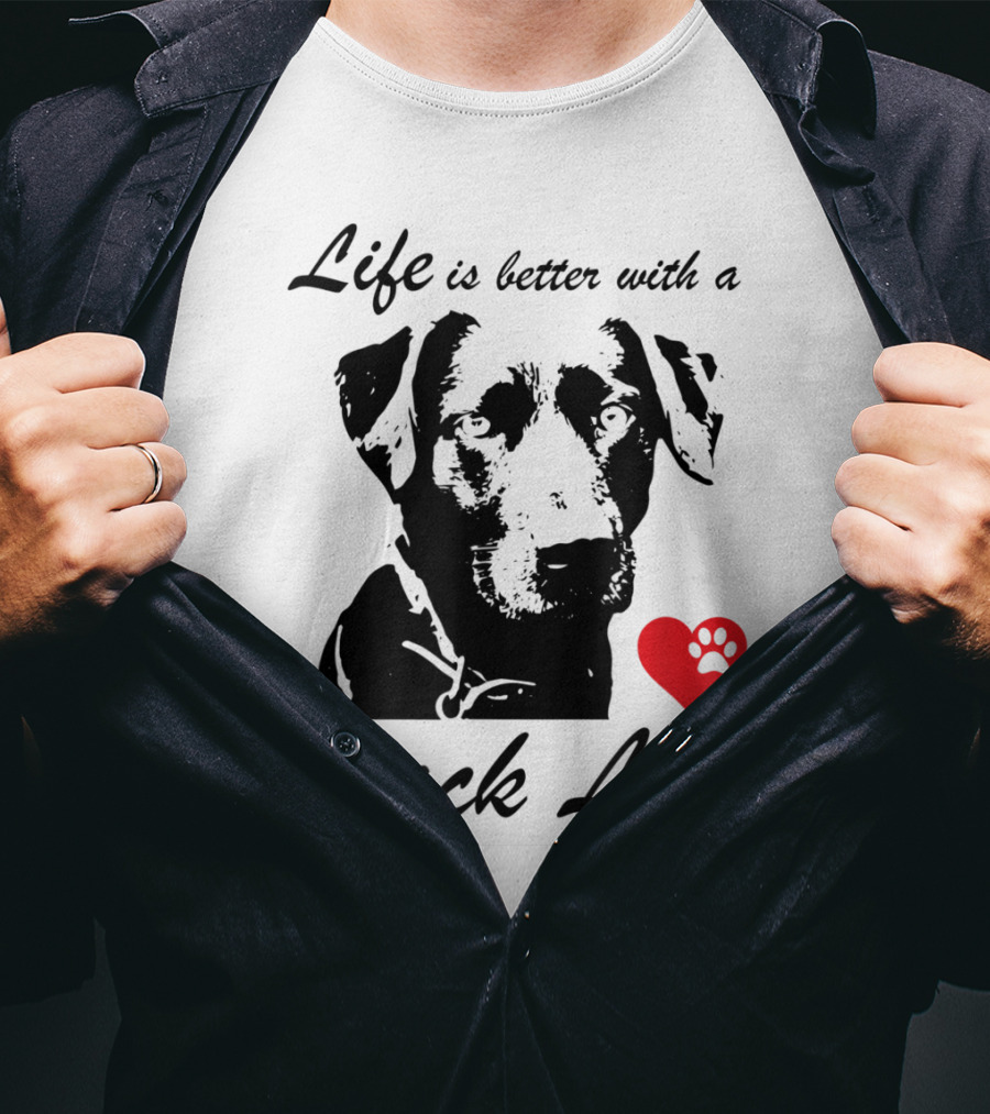 Life Is Better With A Black Lab Heart Paw Prints T-Shirt