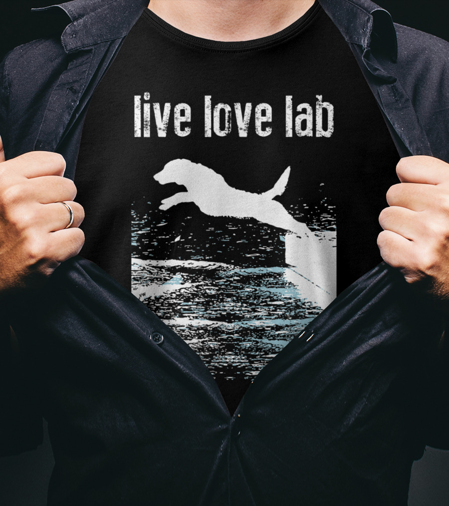 Live Love Lab Labrador Retriever Jumping Water T-Shirt
