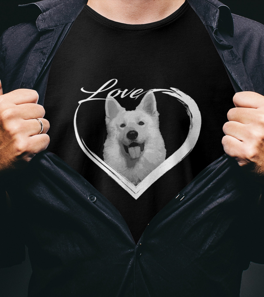 Love White German Shepherd Puppy Dog Heart T-Shirt