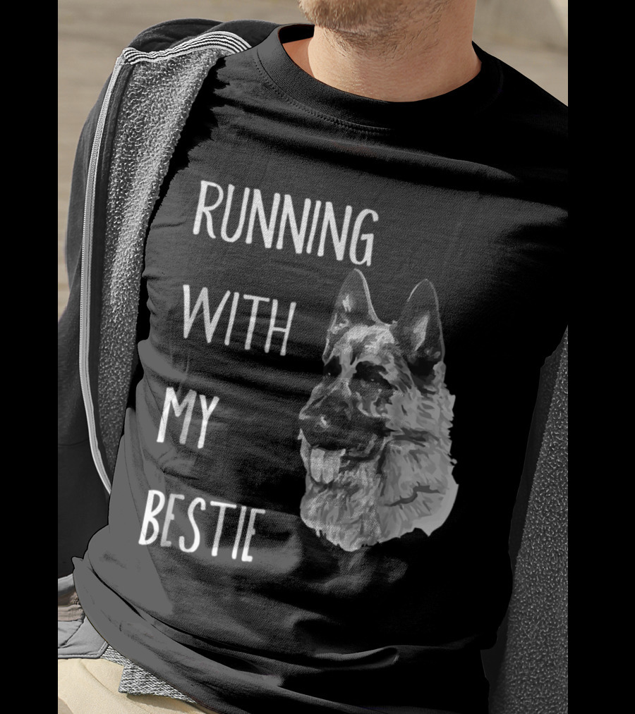 Running With My Bestie German Shepherd Dog For Runners T-Shirt