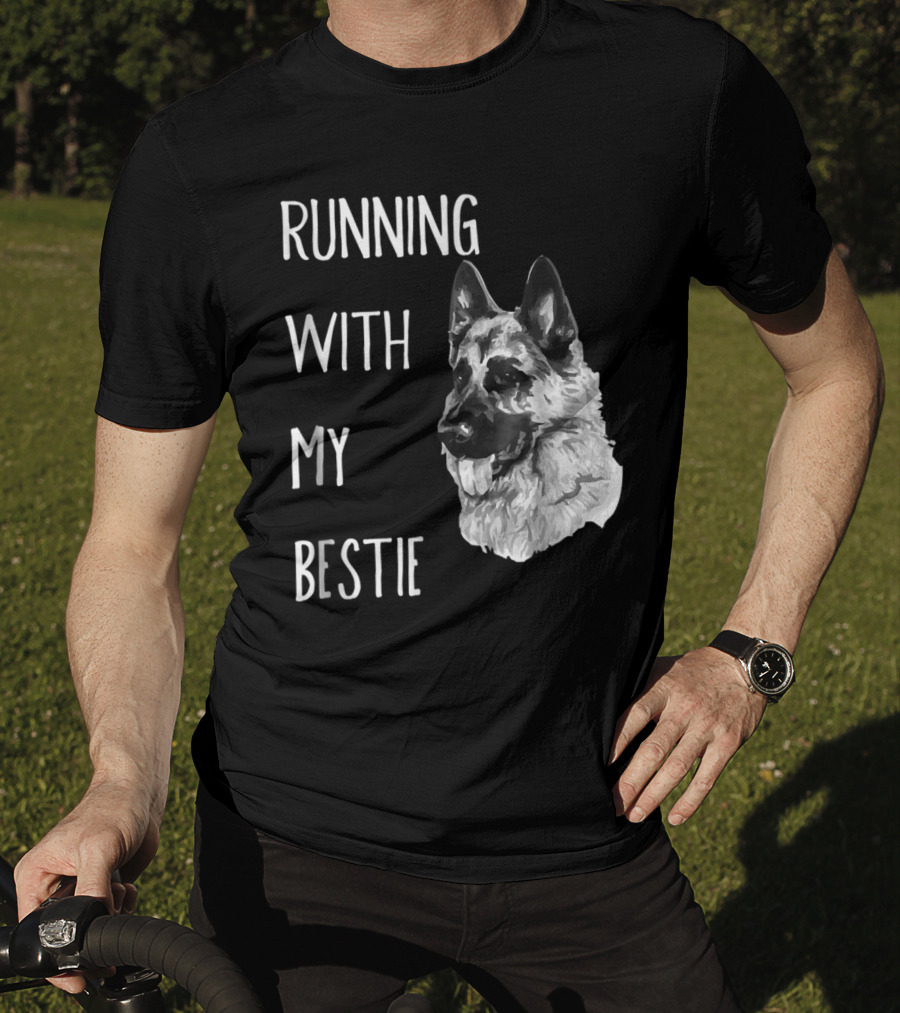 Running With My Bestie German Shepherd Dog For Runners T-Shirt