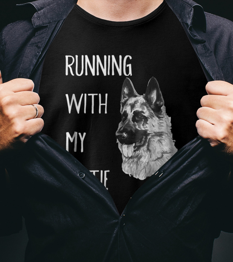 Running With My Bestie German Shepherd Dog For Runners T-Shirt
