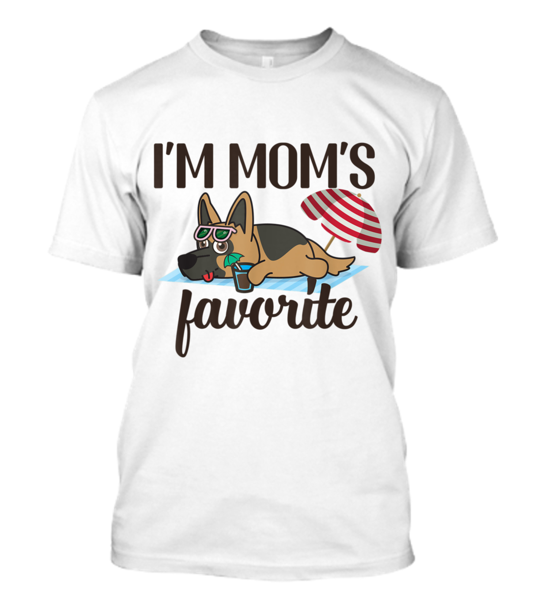 I'm Mom's Favorite Shepherd Funny Cute Dog Under Umbrella T-Shirt
