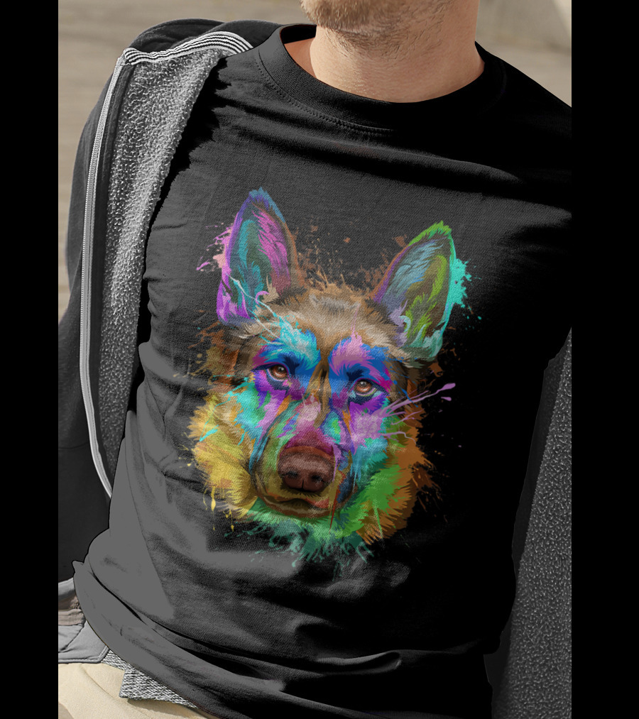Colorful Splash German Shepherd Lovers Gift T-Shirt