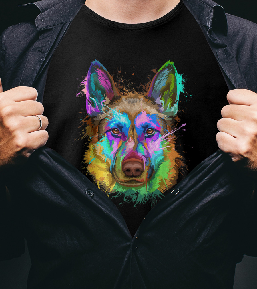 Colorful Splash German Shepherd Lovers Gift T-Shirt