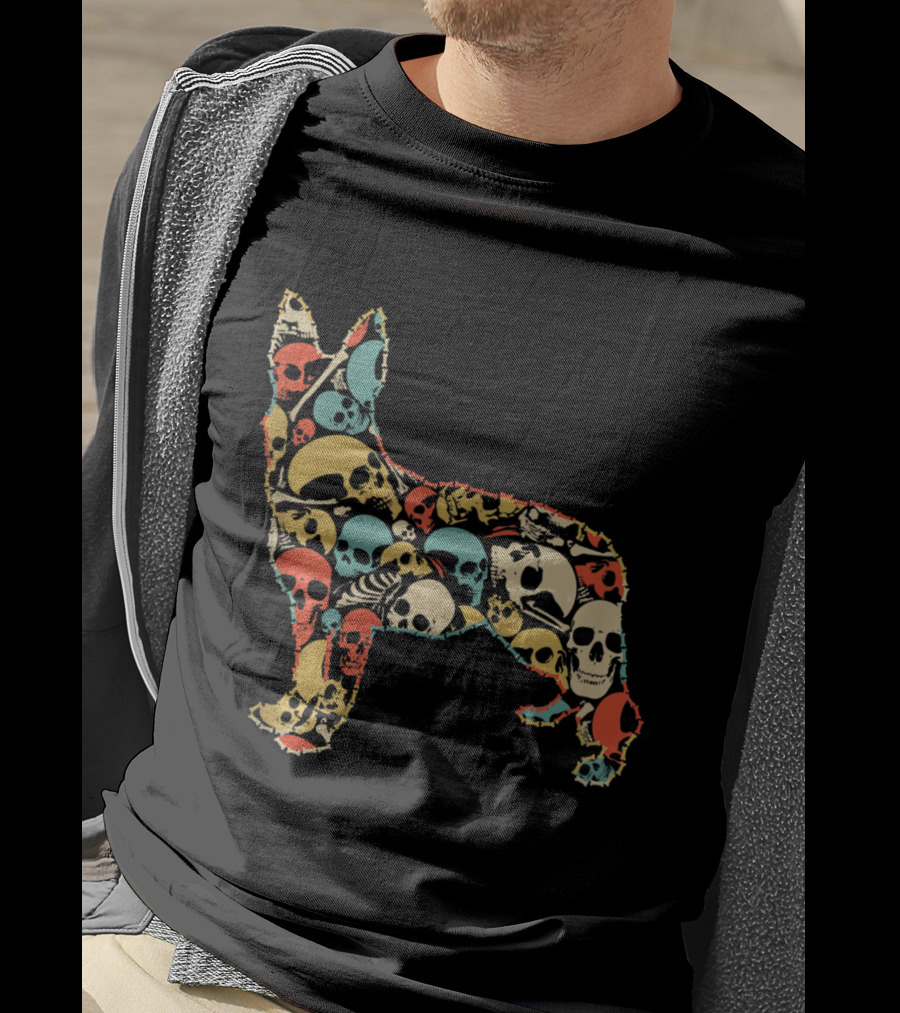 Skeleton Skull German Shepherd Vintage T-Shirt