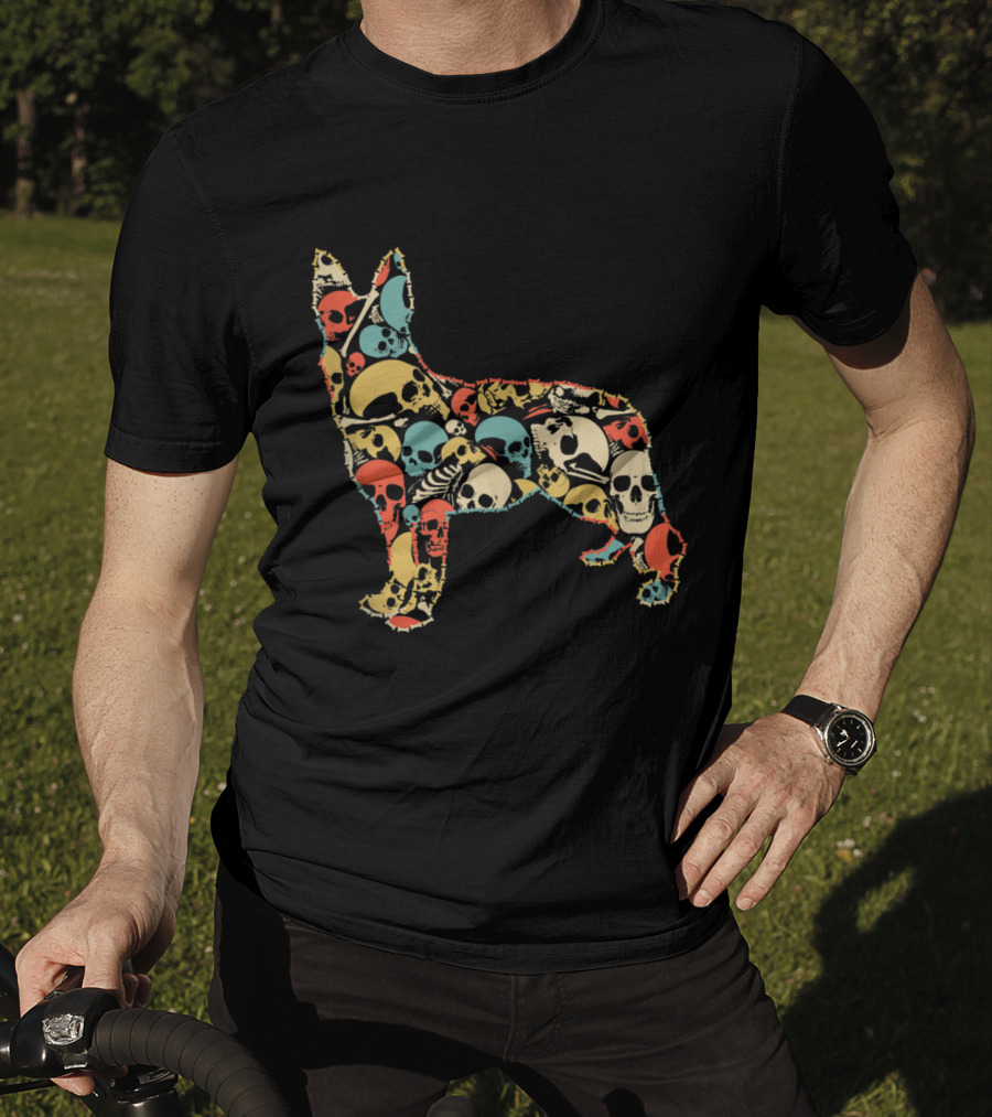 Skeleton Skull German Shepherd Vintage T-Shirt