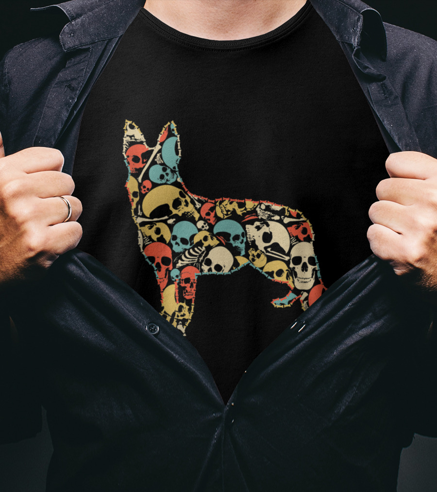 Skeleton Skull German Shepherd Vintage T-Shirt