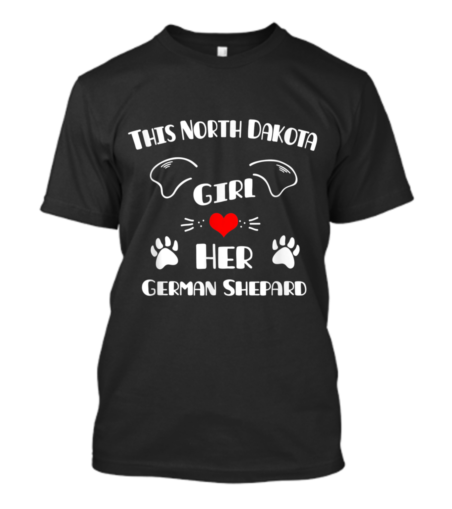 This North Dakota Girl Loves Her German Shepard Heart Paw Prints T-Shirt