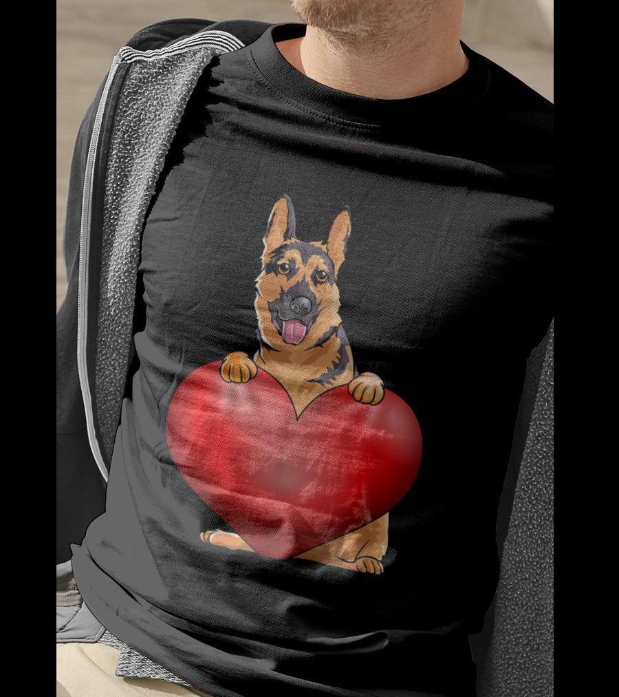 Valentines Day German Shepherd Heart Dog For Women And Men T-Shirt