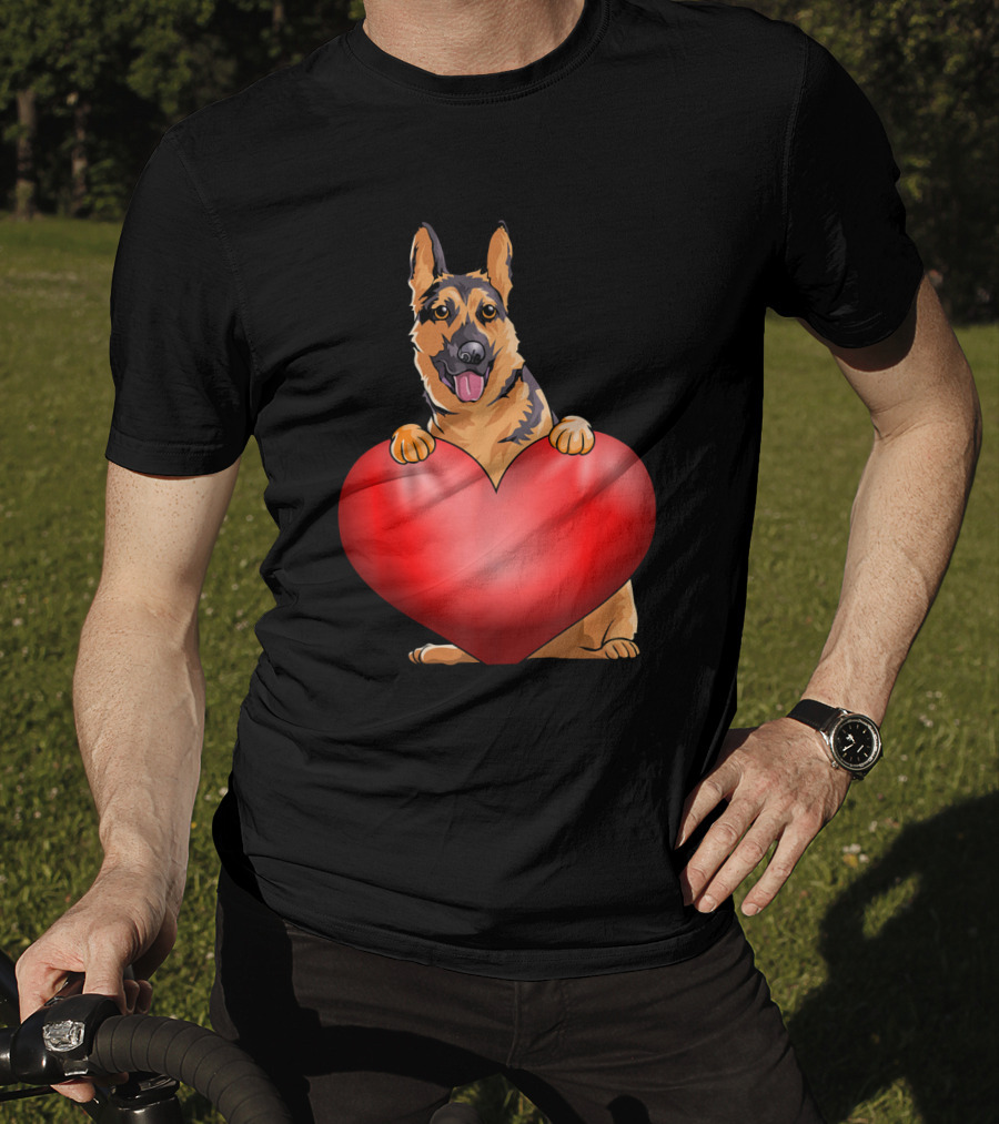 Valentines Day German Shepherd Heart Dog For Women And Men T-Shirt
