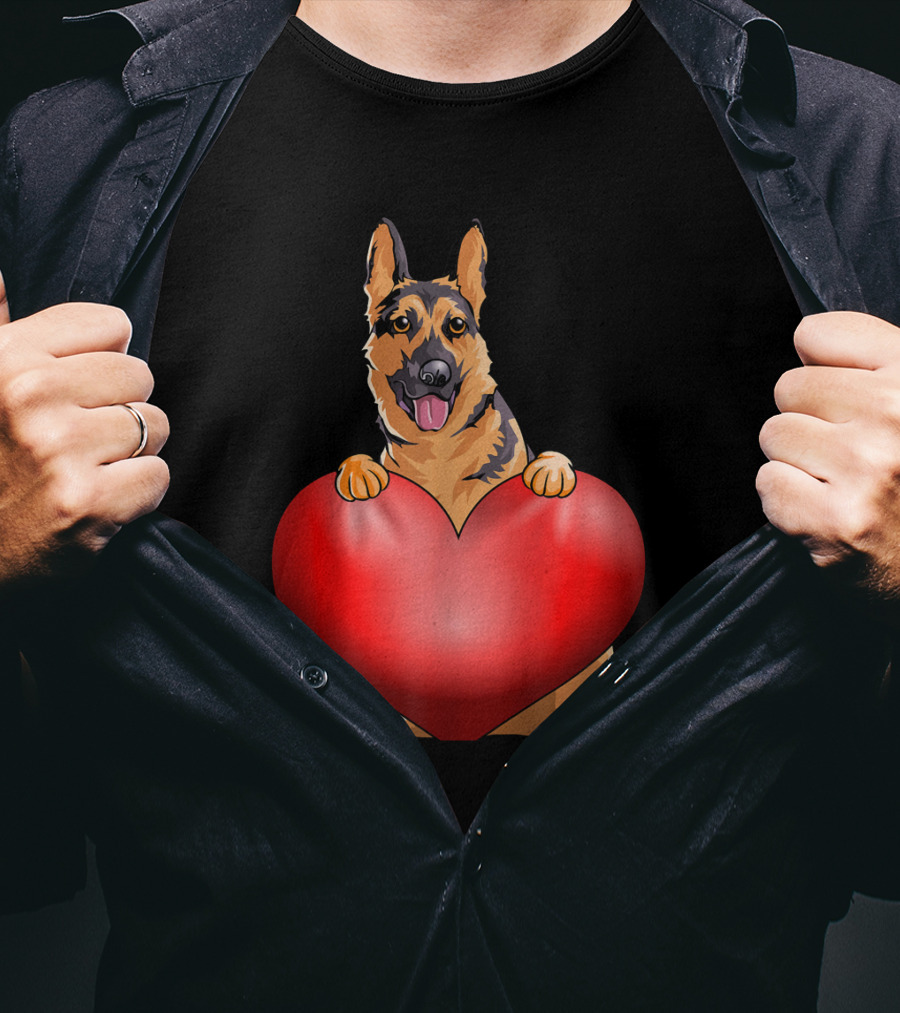 Valentines Day German Shepherd Heart Dog For Women And Men T-Shirt