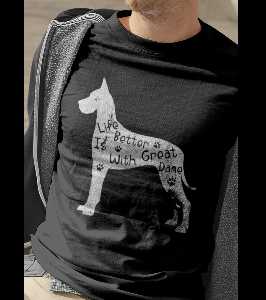 Life Is Better With Great Dane Vintage Puppy Lover T-Shirt