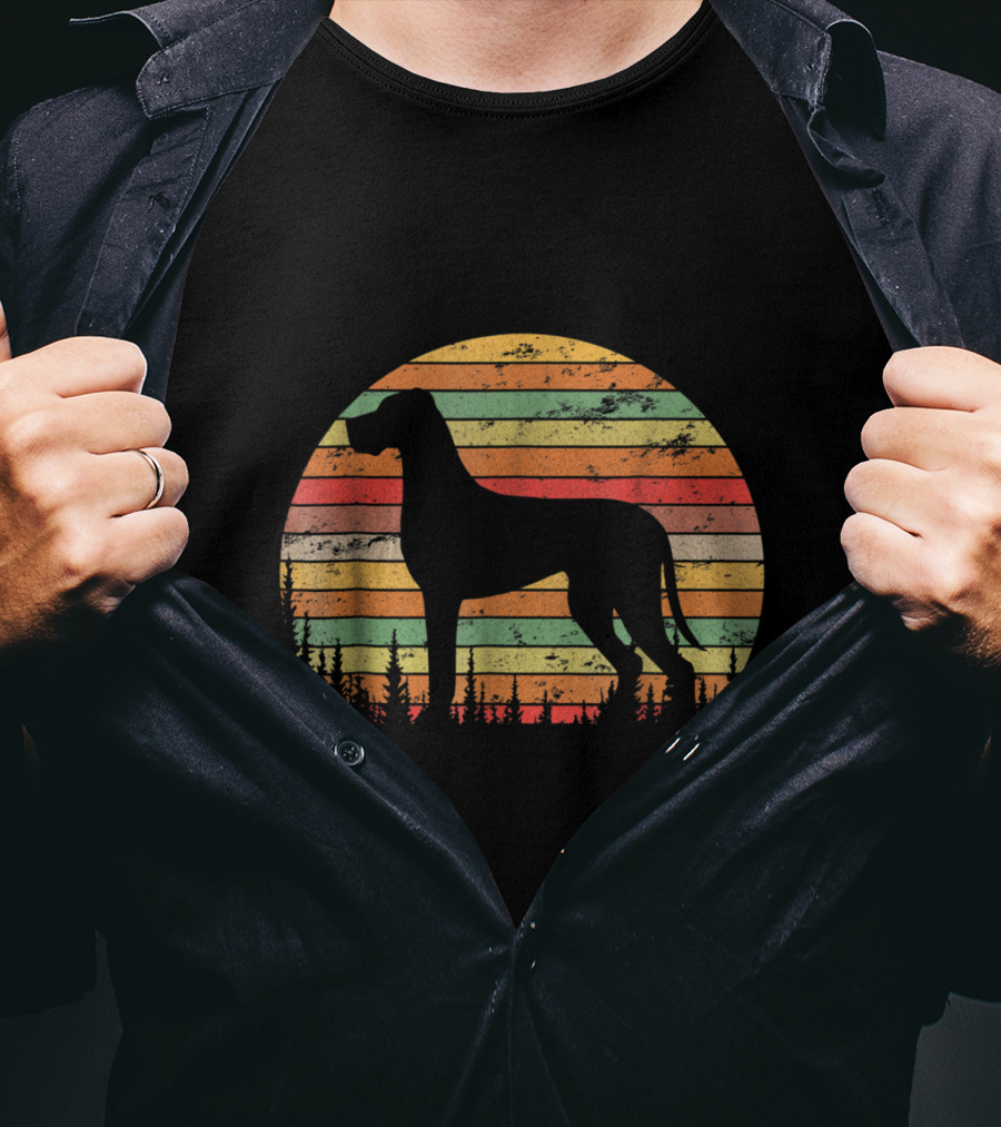Vintage Retro Great Dane Dog Silhouette For T-Shirt
