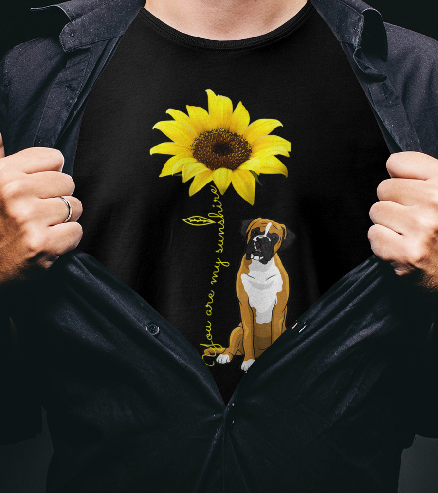 You Are My Sunshine Sunflower Cute Boxer Dog Mom Mother Day T-Shirt