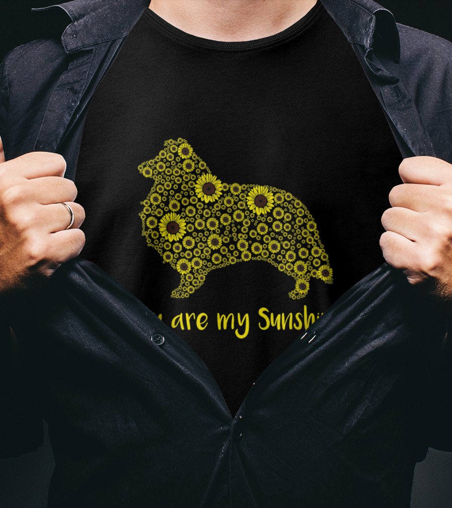 You Are My Sunshine Sunflower Sheltie Silhouette Mom Mama Lover T-Shirt