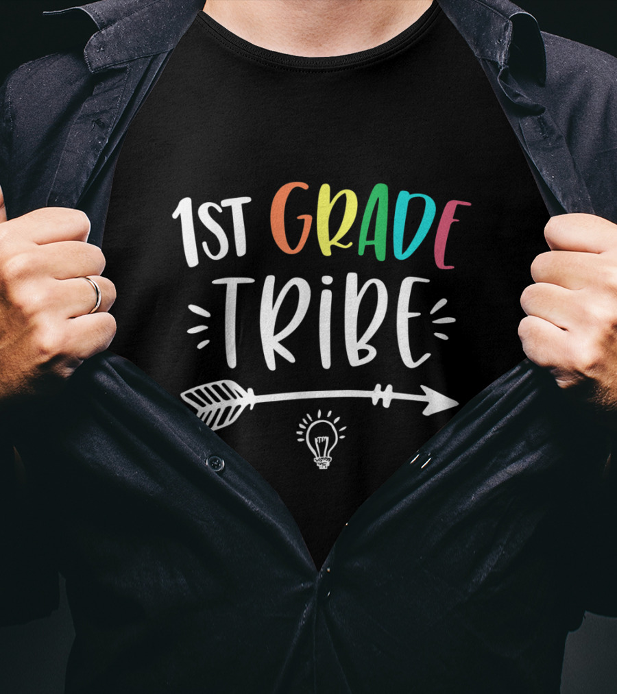 1st Grade Tribe Teacher Back To School Arrow And Lightbulb T-Shirt