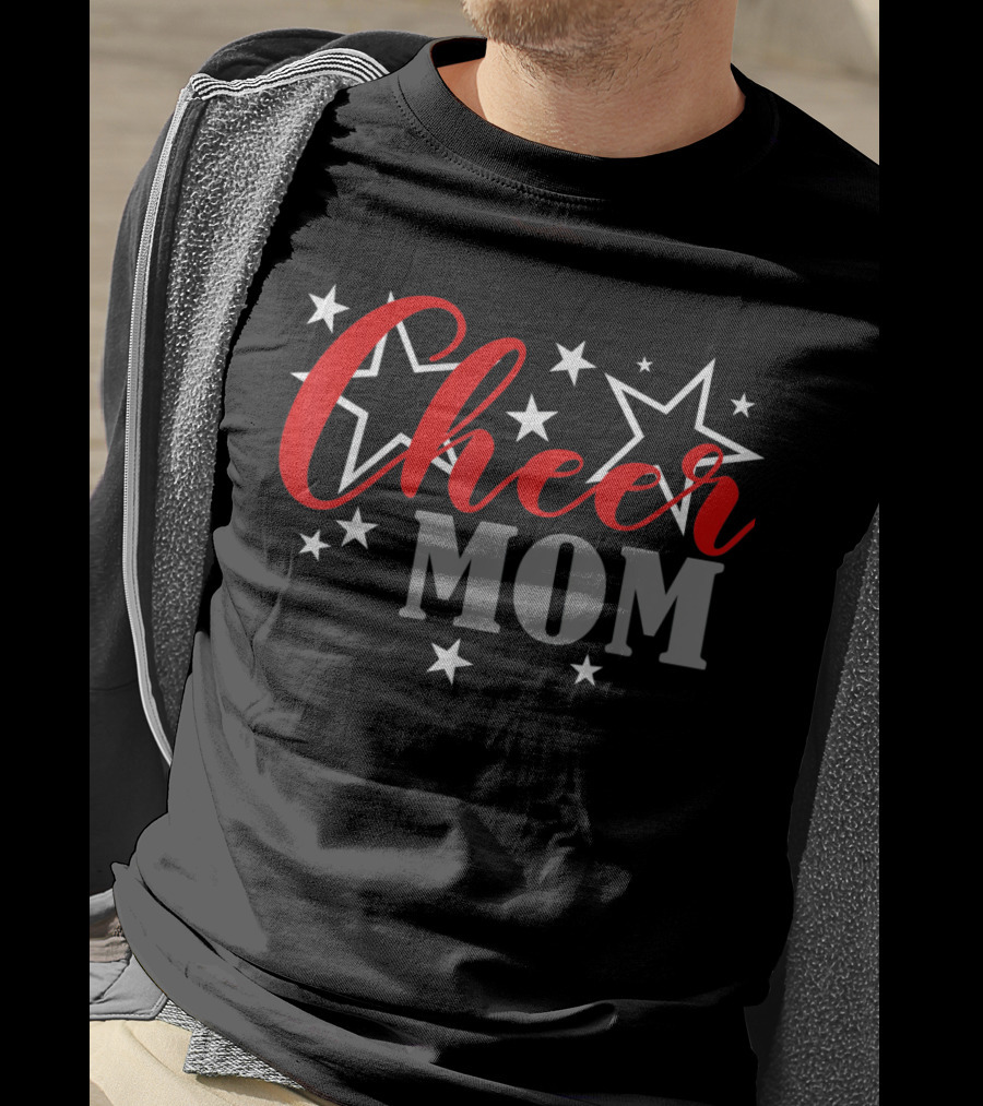 Proud Cheer Mom Starry Supporter Cheerleader Pride T-Shirt