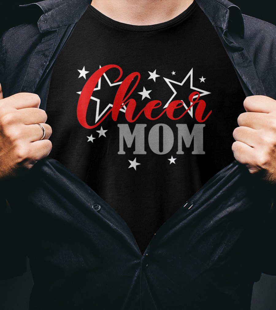 Proud Cheer Mom Starry Supporter Cheerleader Pride T-Shirt