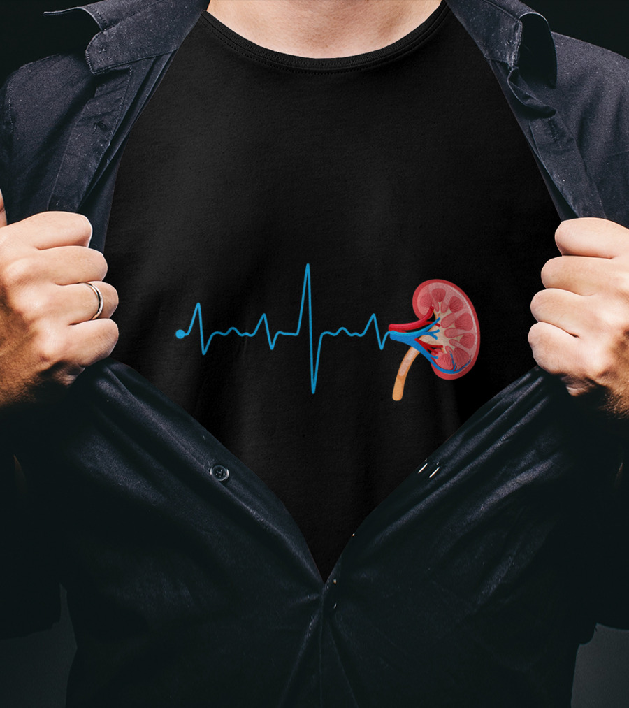 Dialysis Technician Nurse Kidney Heartbeat Pulse EKG Line T-Shirt