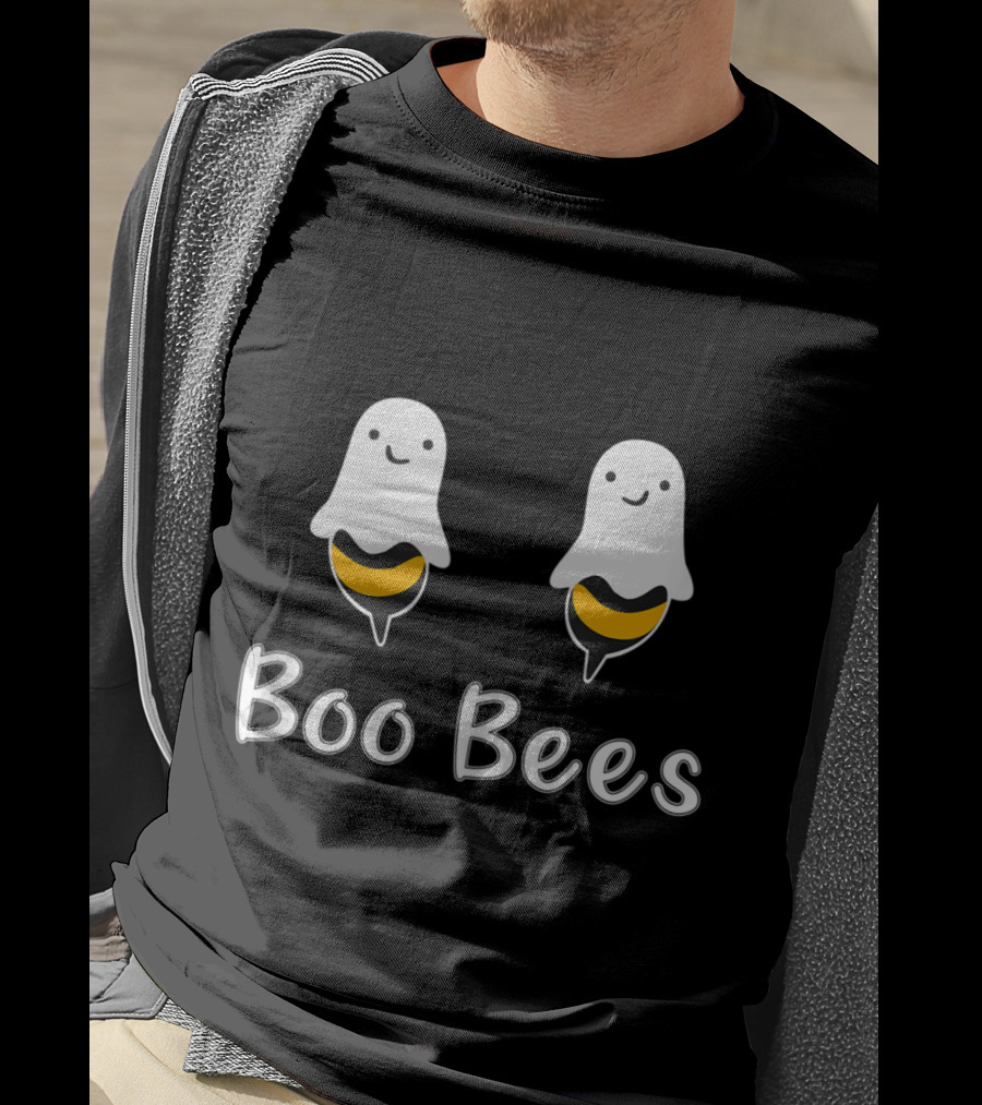 Funny Boo Bees Ghosts With Smiling Faces And Bee Stripes T-Shirt