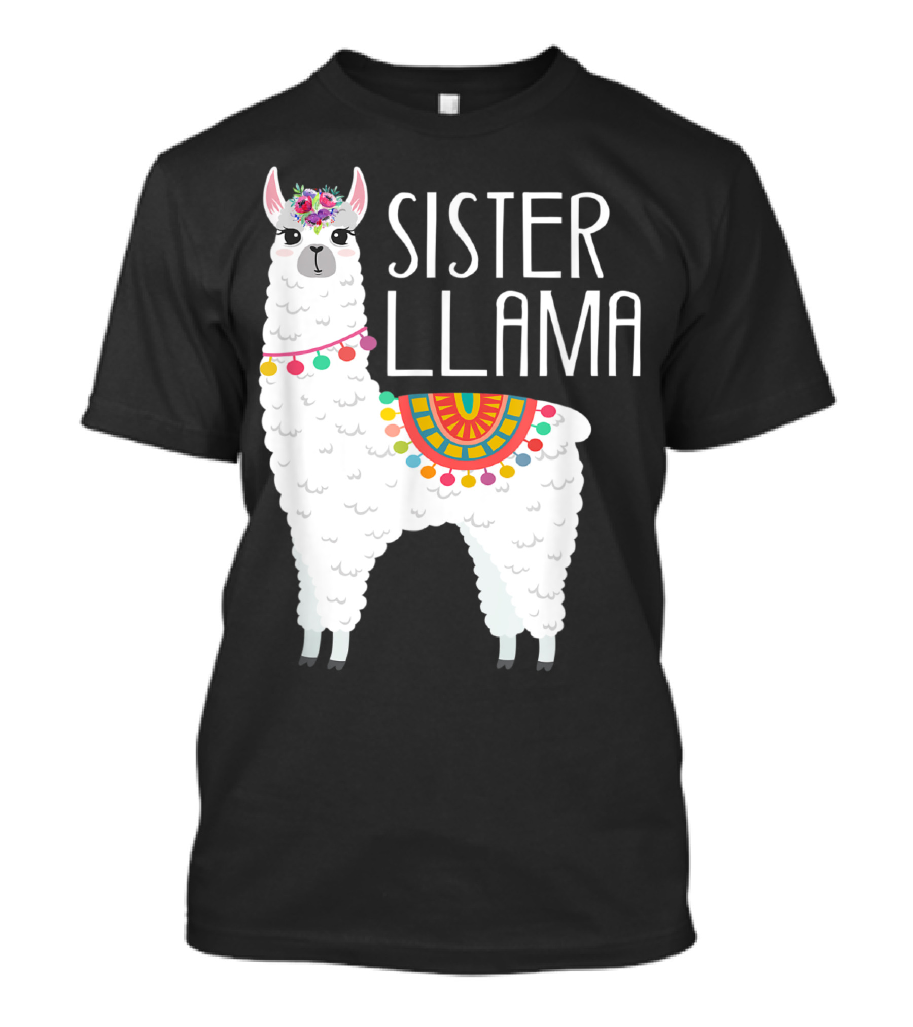 Sister Llama Funny Flower Crown Colorful Blanket T-Shirt