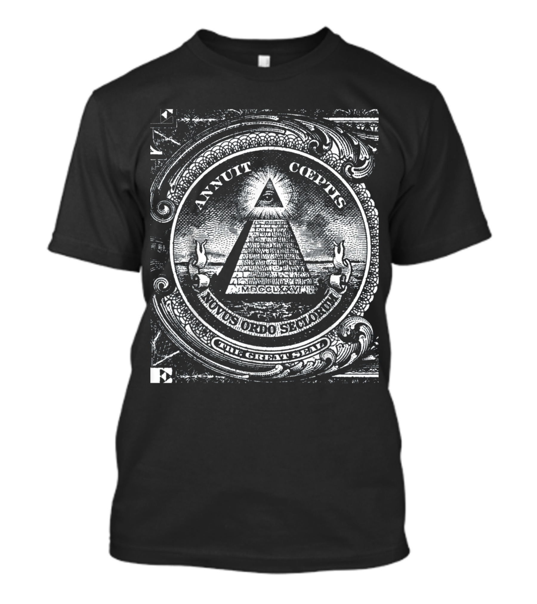 Annuit Coeptis Novus Ordo Seclorum The Great Seal Dollar Pyramid T-Shirt