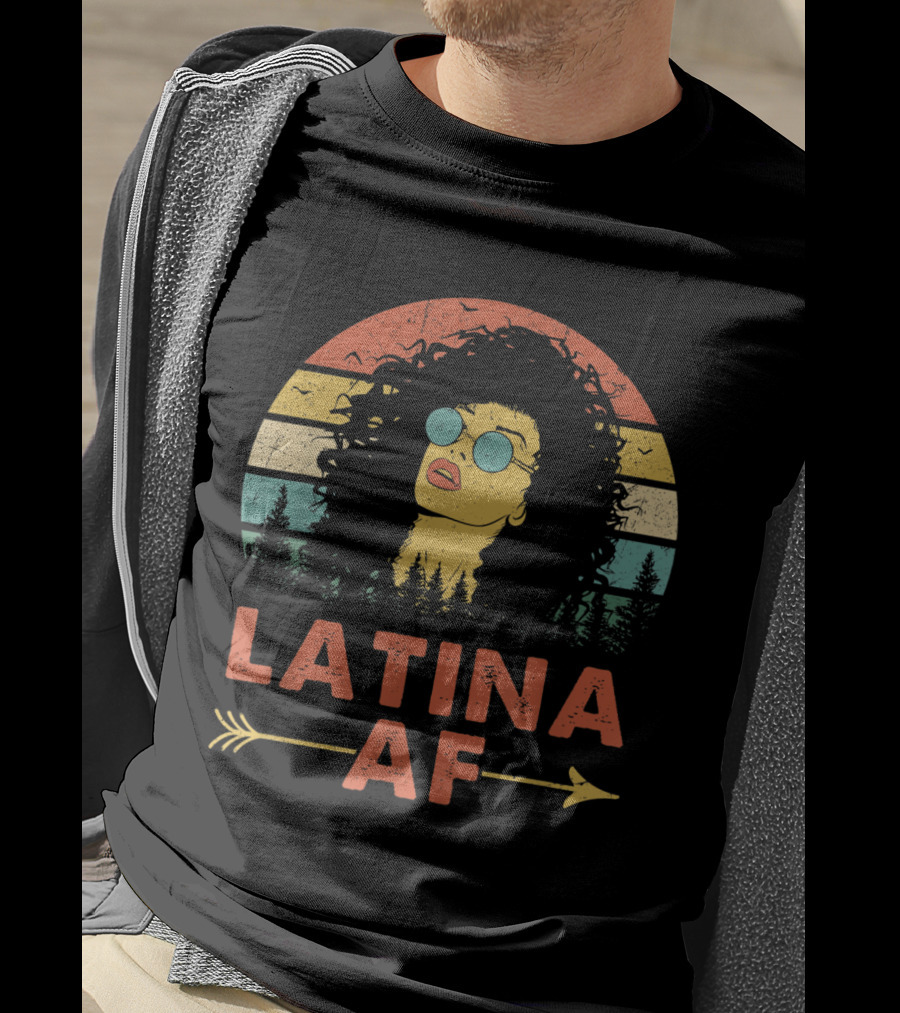 Latina AF Vintage Sunset Style Forest Retro женщин T-Shirt