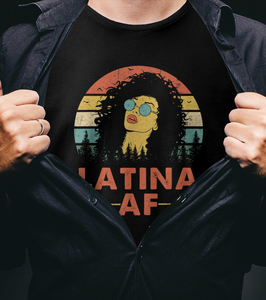 Latina AF Vintage Sunset Style Forest Retro женщин T-Shirt