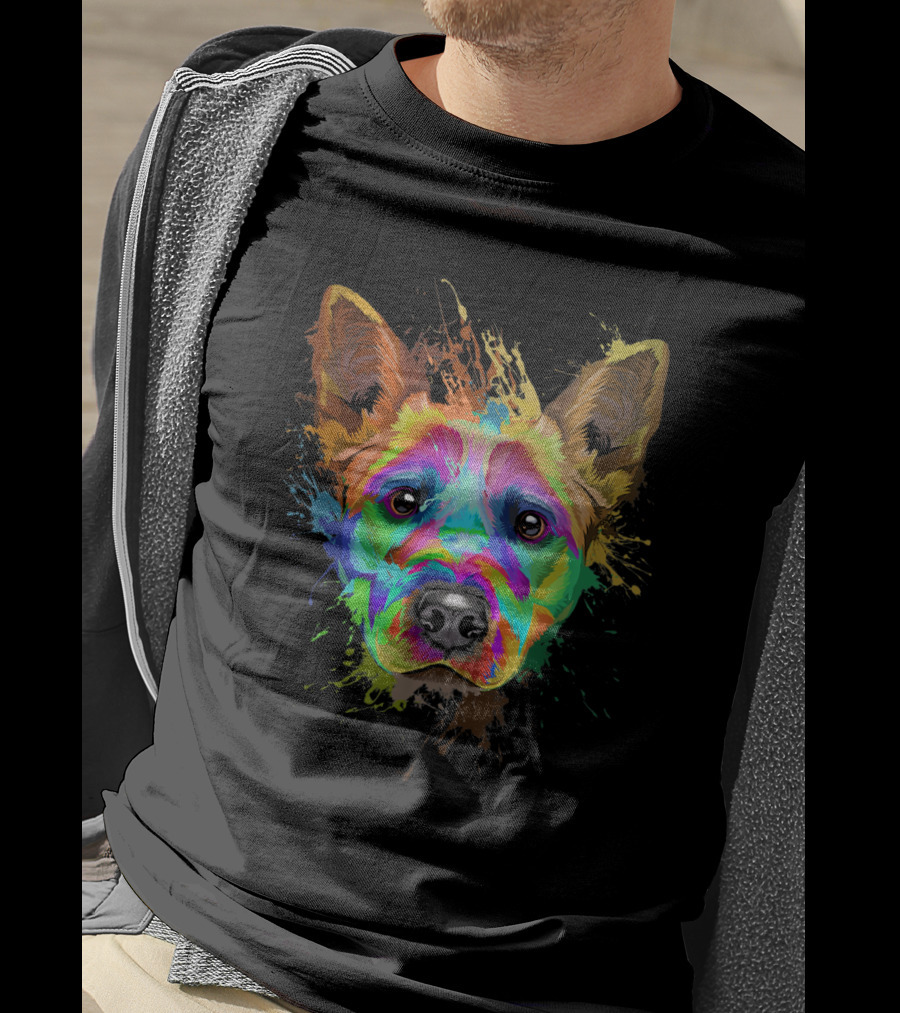 Vibrant Splash Art Blue Heeler Cattle T-Shirt