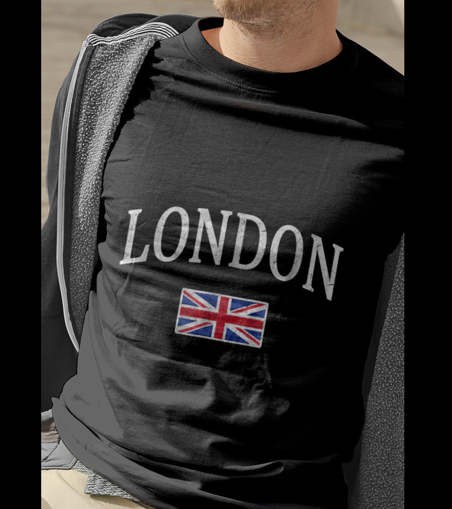 London England Vintage Souvenir With Union Jack Flag T-Shirt