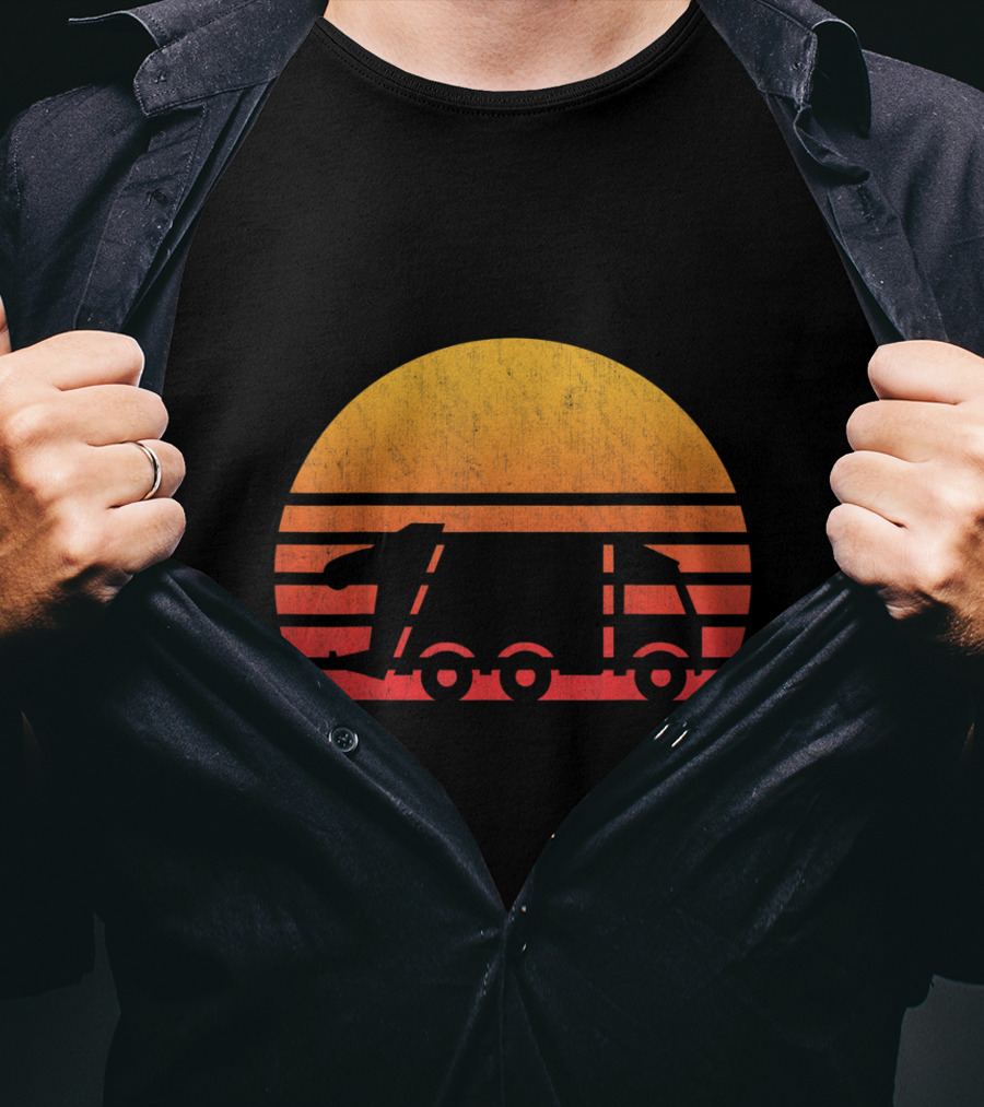 Vintage Sunset Garbage Truck T-Shirt