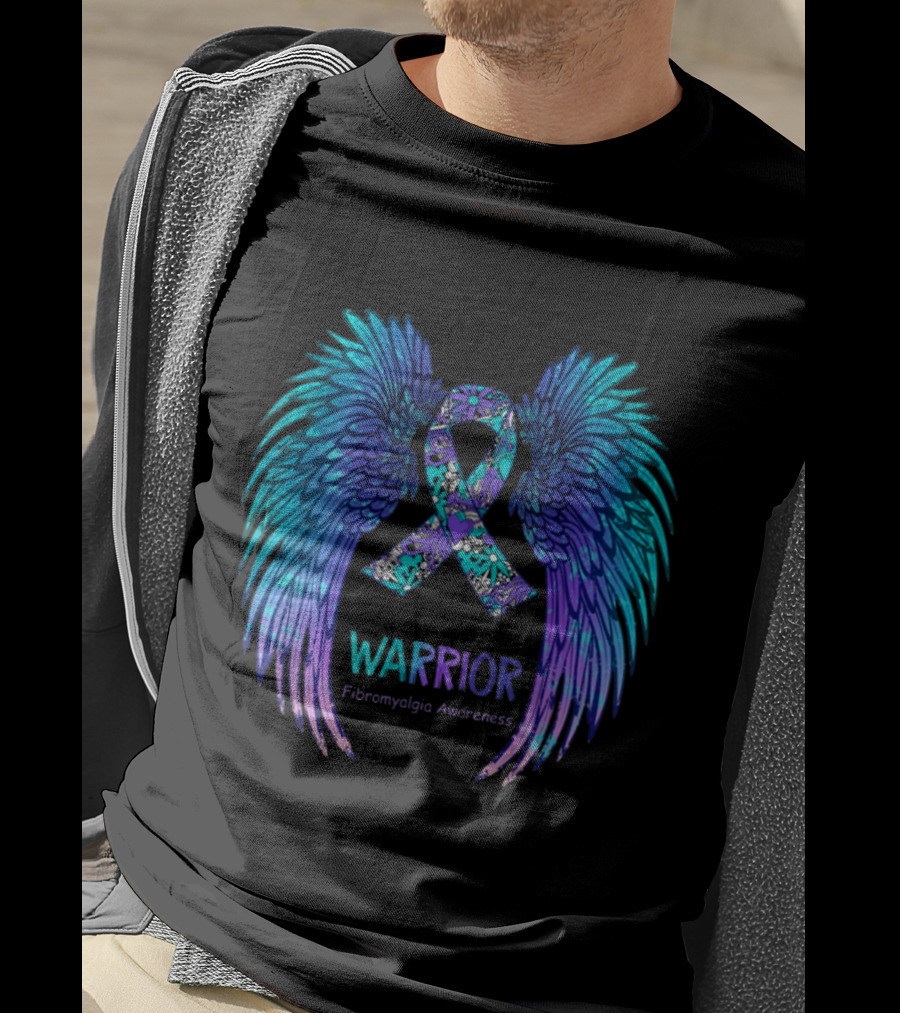 Warrior Angel Wings Fibromyalgia Awareness T-Shirt