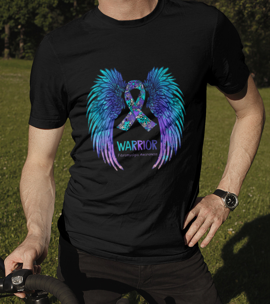 Warrior Angel Wings Fibromyalgia Awareness T-Shirt