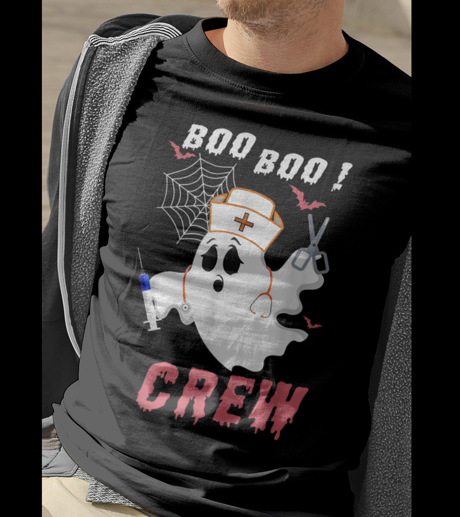 Boo Boo Crew Nurse Ghost Halloween Nurse Costume T-Shirt