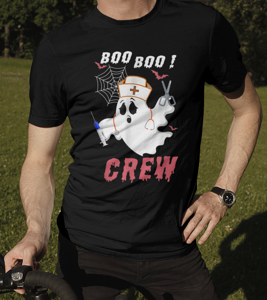Boo Boo Crew Nurse Ghost Halloween Nurse Costume T-Shirt