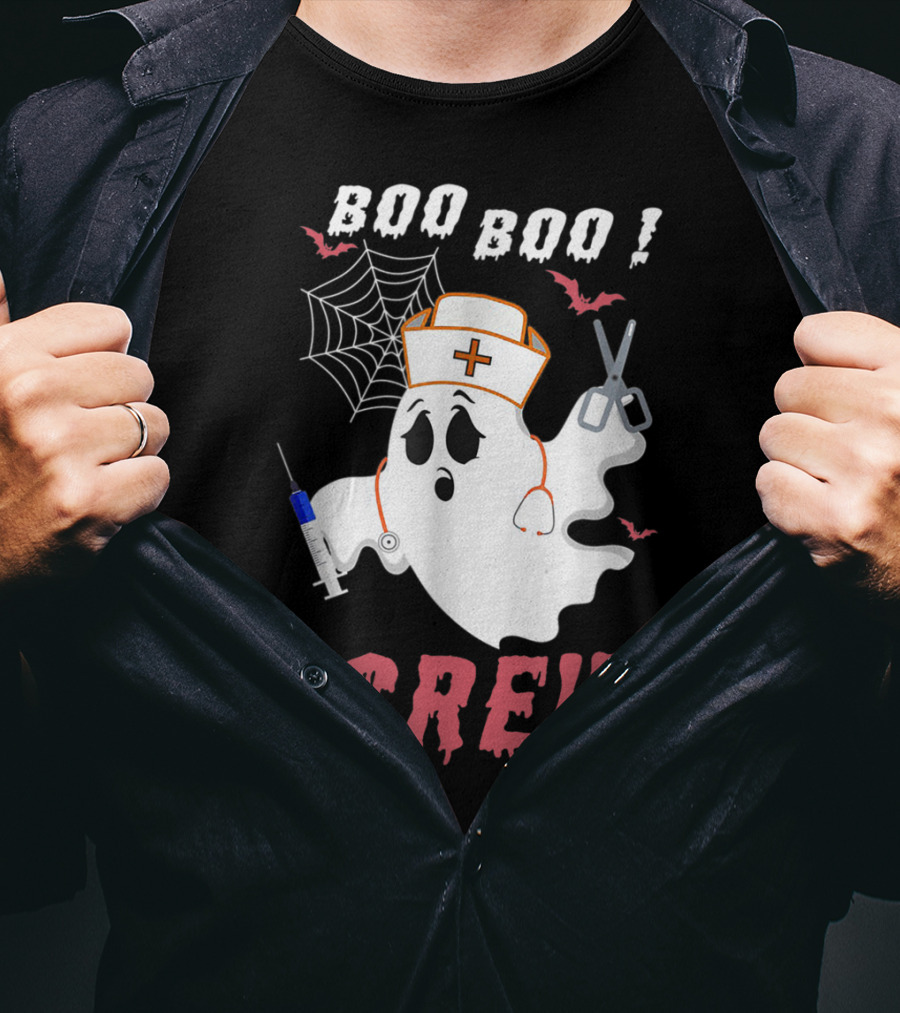 Boo Boo Crew Nurse Ghost Halloween Nurse Costume T-Shirt