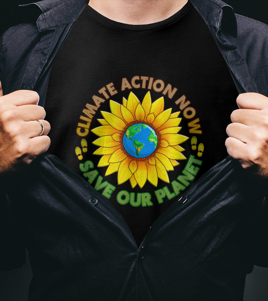 CLIMATE ACTION NOW SAVE OUR PLANET March Strike Movement Wear T-Shirt